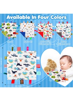 Breling 4 Pieces Baby Tags Security Blankets Security Blankets For Babies Baby Comfort Blanket With Colorful Tags Baby Soothing Towel Animal Bed Blanket 9.5 X 9.5 Inch (Adorable Patterns)  - Image 2
