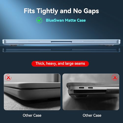 BlueSwan for MacBook Air 13 inch Case, M5 M4 M3 M2 2026-2022 A3449 A3240 A3113 A2681, 100% Match Official Color, Scratch Resistant, Easy to Snap on, Air 13.6 Hard Shell Protective Laptop Cover - Image 5