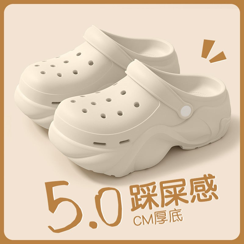 Thick-Soled Croc Shoes Women'S Summer Heightening Indoor And Outdoor Wear Non-Slip Wear-Resistant Beach Shoes Breathable Cartoon Baotou Sandals - Image 1