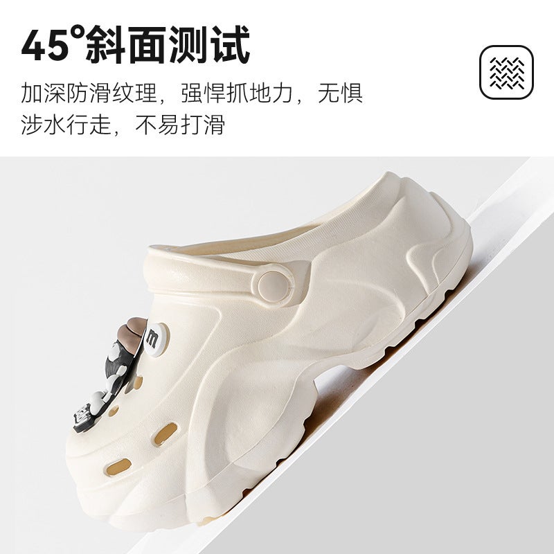 Thick-Soled Croc Shoes Women'S Summer Heightening Indoor And Outdoor Wear Non-Slip Wear-Resistant Beach Shoes Breathable Cartoon Baotou Sandals - Image 5