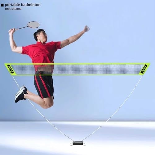 yuanclllp Portable Badminton Set 15m Height x 27m Width Lightweight Easy Setup with Carry Bag Green PE Net Fiberglass Alloy Steel Ideal for Outdoor Play - Image 3