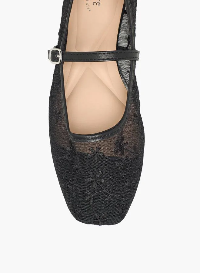 Celeste BLACK Women Floral Embroidered Mary Jane Shoes for Women | Best Price UAE