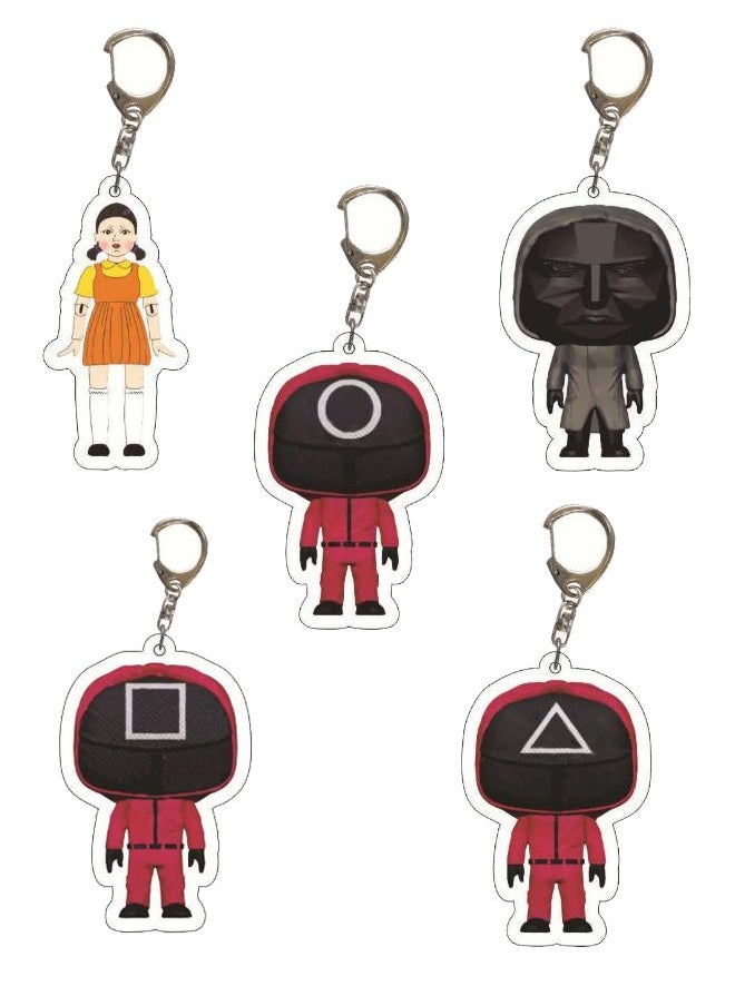 5 PCS Squid Game Acrylic Creative Key Chain 