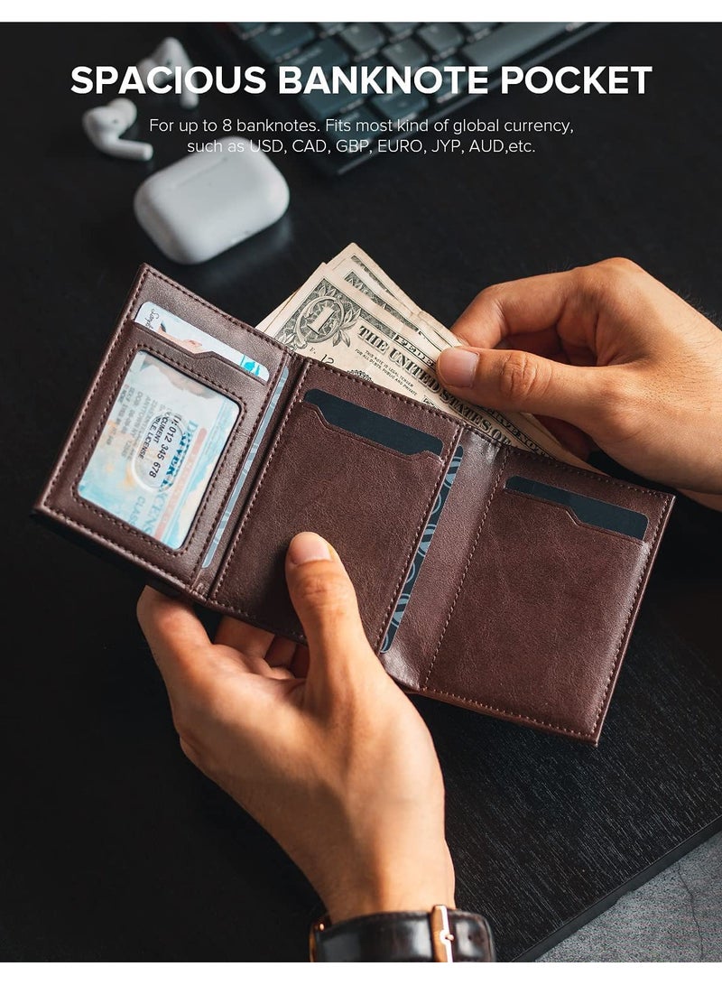 حِرَاس محفظة بطاقات الائتمان المنبثقة، مانعة للسرقة بتقنية تحديد الهوية بموجات الراديو، مع حجرة للأوراق النقدية، ونافذة للهوية، وجيب للعملات المعدنية وإغلاق مغناطيسي - Image 2