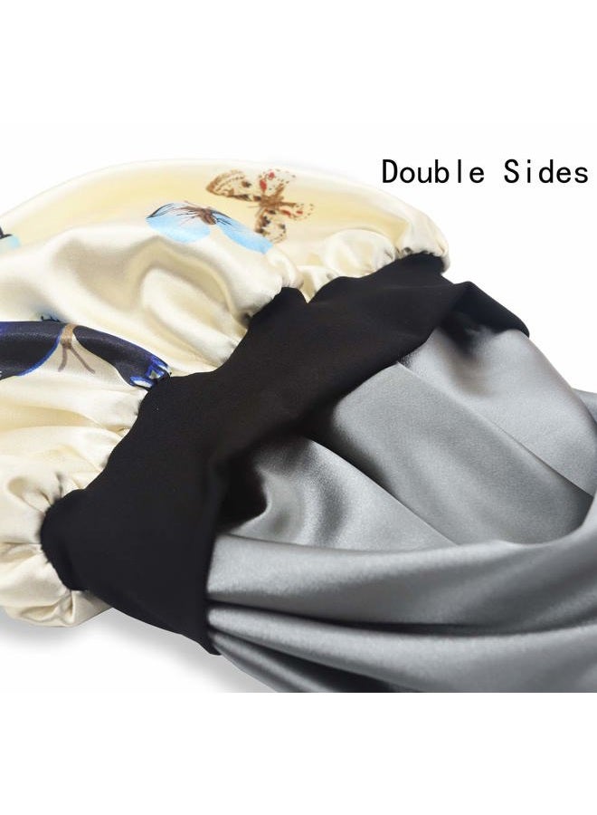 SENGTERM Kids Satin Bonnet Double Layer Wide Elastic Band Sleep Cap Hair Bonnet Silky Night Cap for Girls Toddler Child - Image 4