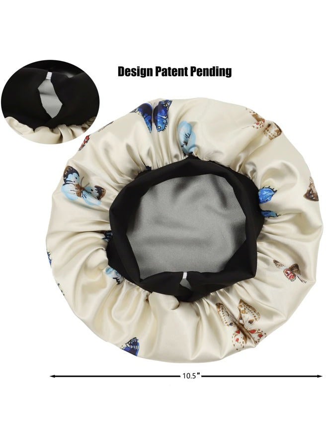 SENGTERM Kids Satin Bonnet Double Layer Wide Elastic Band Sleep Cap Hair Bonnet Silky Night Cap for Girls Toddler Child - Image 2