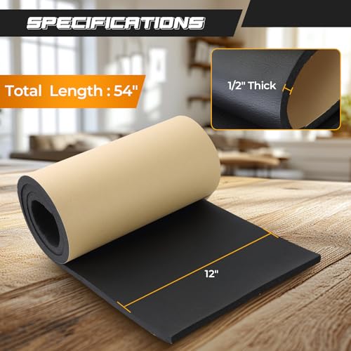 NATGAI Sponge Neoprene with Adhesive Foam Rubber Sheet 1/2” Thick X 12” Wide X 54” Long, Cut to Multiple Dimensions and Lengths - DIY, Gaskets, Cosplay, Costume, Crafts - Image 2