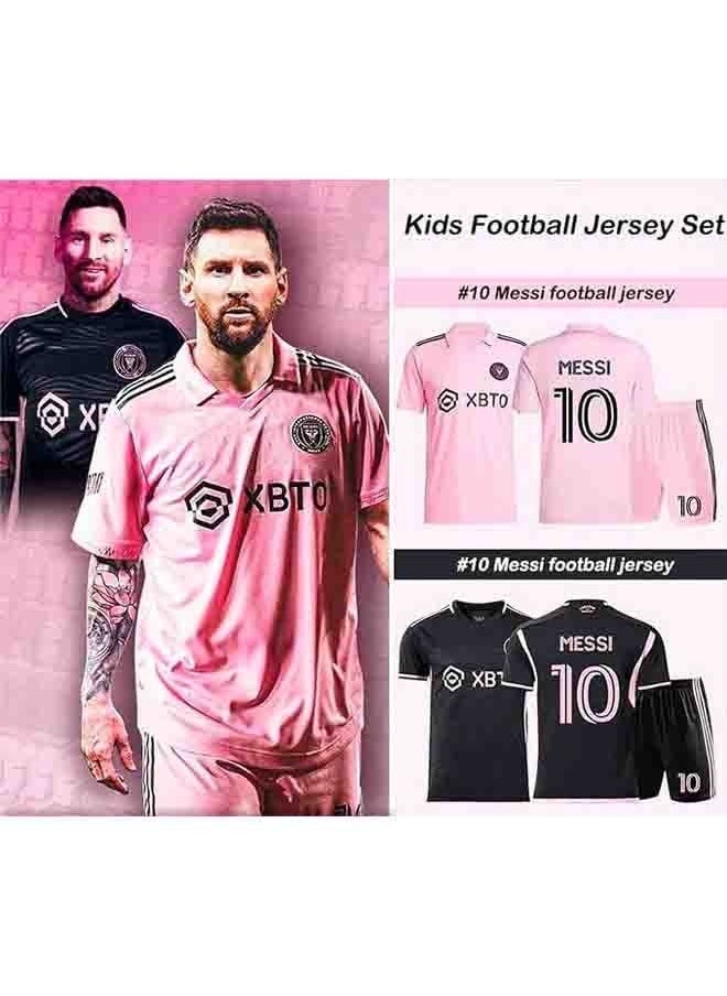 Generic Kids Football Jersey Kit, Messi Jersey Shirts, Boys' Football Jersey Kit, Football Wear, Youth Sports Gift Set For Kids Size 9-10 Pink  - Image 3