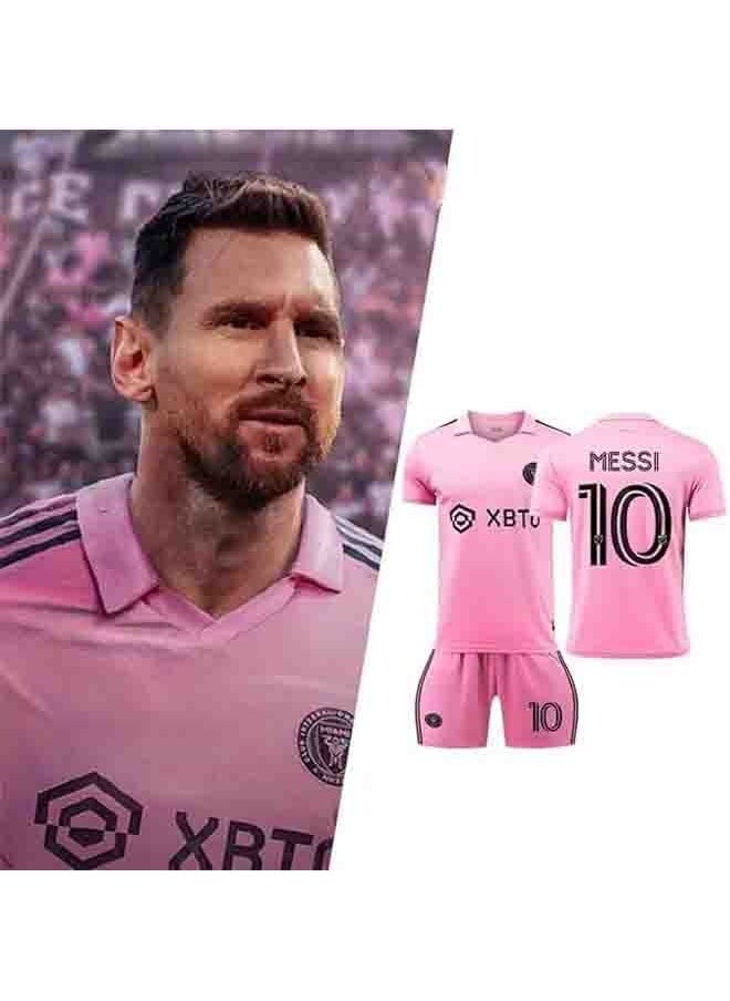 Generic Kids Football Jersey Kit, Messi Jersey Shirts, Boys' Football Jersey Kit, Football Wear, Youth Sports Gift Set For Kids Size 9-10 Pink  - Image 2
