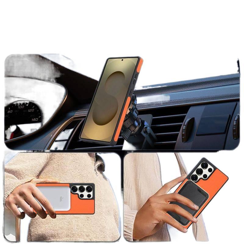 Protective Case | Shockproof Cover for Samsung Galaxy S22 Ultra | Drop Protection | Carbon Brown Leather Texture - Image 4