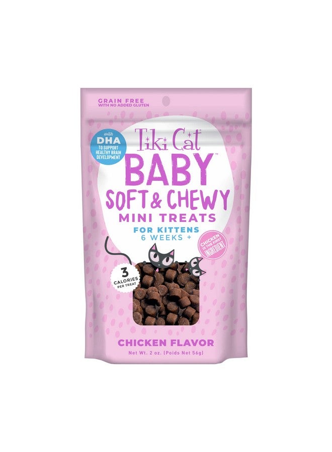 Tiki Cat Baby Soft & Chewy, Chicken Flavored, LowCalorie, Mini Treats For Kittens 6 Weeks+, 2 Oz. Pouch - Image 1