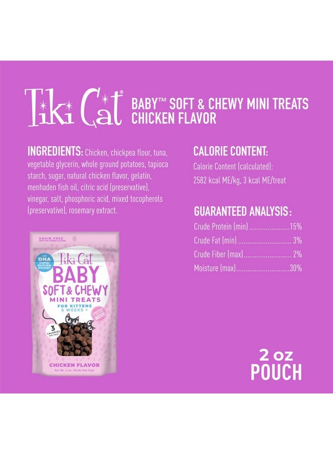 Tiki Cat Baby Soft & Chewy, Chicken Flavored, LowCalorie, Mini Treats For Kittens 6 Weeks+, 2 Oz. Pouch - Image 3