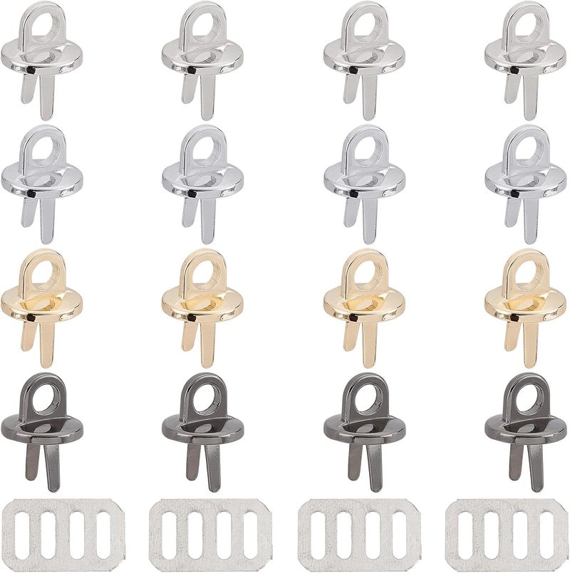 klarako 16 Sets Bag Strap Connector Buckles, 4 Colors Purse Suspension Clasp Round Metal Side Clip Buckle Handbag Chain Ring Clasp Hardware Fastener for DIY Leather Crafts Making, Hole: 0.22 Inch - Image 1