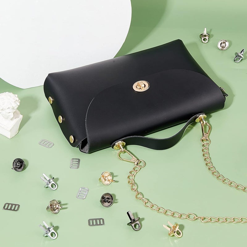 klarako 16 Sets Bag Strap Connector Buckles, 4 Colors Purse Suspension Clasp Round Metal Side Clip Buckle Handbag Chain Ring Clasp Hardware Fastener for DIY Leather Crafts Making, Hole: 0.22 Inch - Image 5