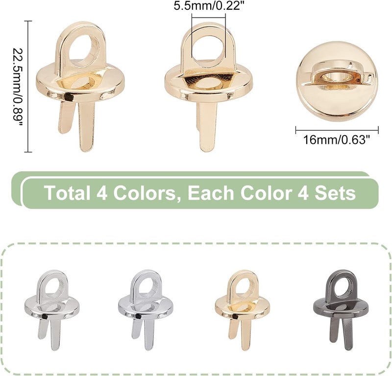 klarako 16 Sets Bag Strap Connector Buckles, 4 Colors Purse Suspension Clasp Round Metal Side Clip Buckle Handbag Chain Ring Clasp Hardware Fastener for DIY Leather Crafts Making, Hole: 0.22 Inch - Image 3