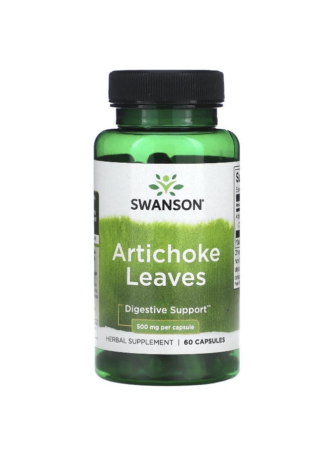 SWANSON سوانسون، أوراق الخرشوف، 500 ملغ، 60 كبسولة - Image 1