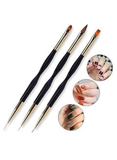 FULINJOY 3 Pcs Nail Drawing Pen, Dual End Nail Art Pen Brush Acrylic Round Flat Painting Drawing Liner Nail Tools  - Image 5
