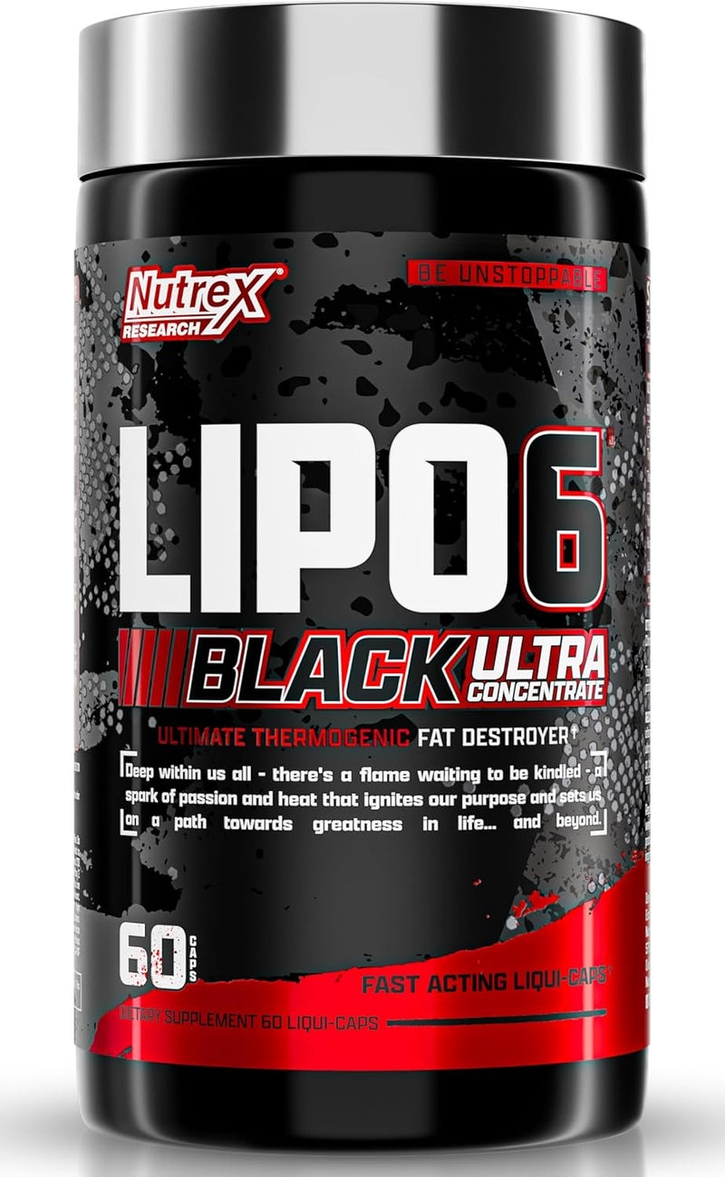 Nutrex Research Lipo6 Black Ultra Concentrate  Thermogenic Energizing Fat Burner Supplement Increase Weight Loss Energy  Intense Focus Capsule 60Count - Image 1