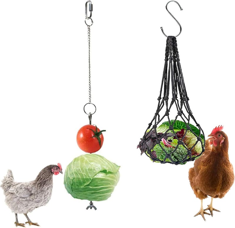 Allazone NA Allazone 5 PCS Chicken Toys for Hens Chicken, Colorful Chicken Swing Toys Swing Perch Stand, Chicken Vegetable Hanging Feeder, Chicken Mirror Toy with Bell for Hens Parrot Bird - Image 5