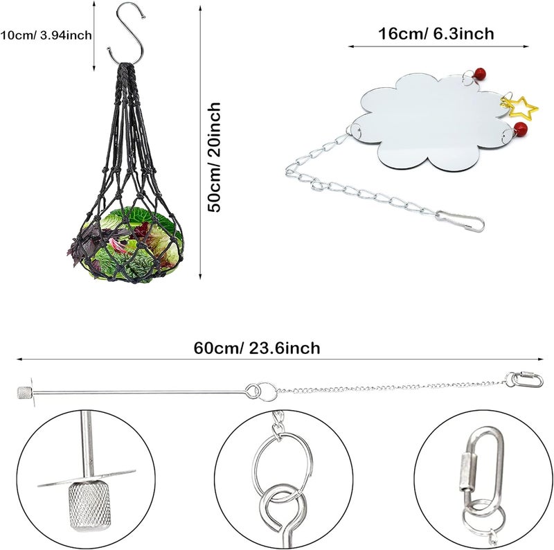 Allazone NA Allazone 5 PCS Chicken Toys for Hens Chicken, Colorful Chicken Swing Toys Swing Perch Stand, Chicken Vegetable Hanging Feeder, Chicken Mirror Toy with Bell for Hens Parrot Bird - Image 3