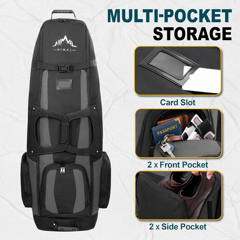 uniHimal Soft-Sided Golf Travel Bag with Wheels - 900D Waterproof Oxford, Black-Gray - Image 4