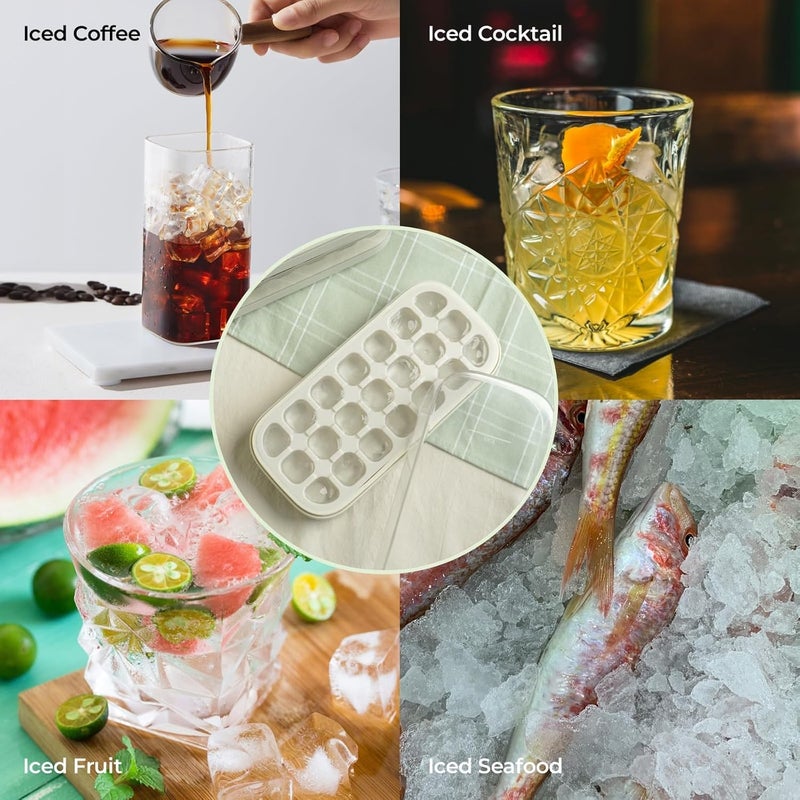Ice Cube Maker Mold with 15 Grids | Acrylic Ice Storage Box with Airtight Lid | - Flexible Space Saving Silicone Ice Bowl (Green) - Image 2