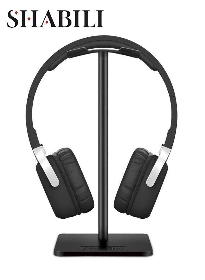 SHABILI Headphone Stand Headset Holder Earphone Stand with Aluminum Supporting Bar Flexible Headrest ABS Solid Base for All Headphones Size (Black) - Image 1