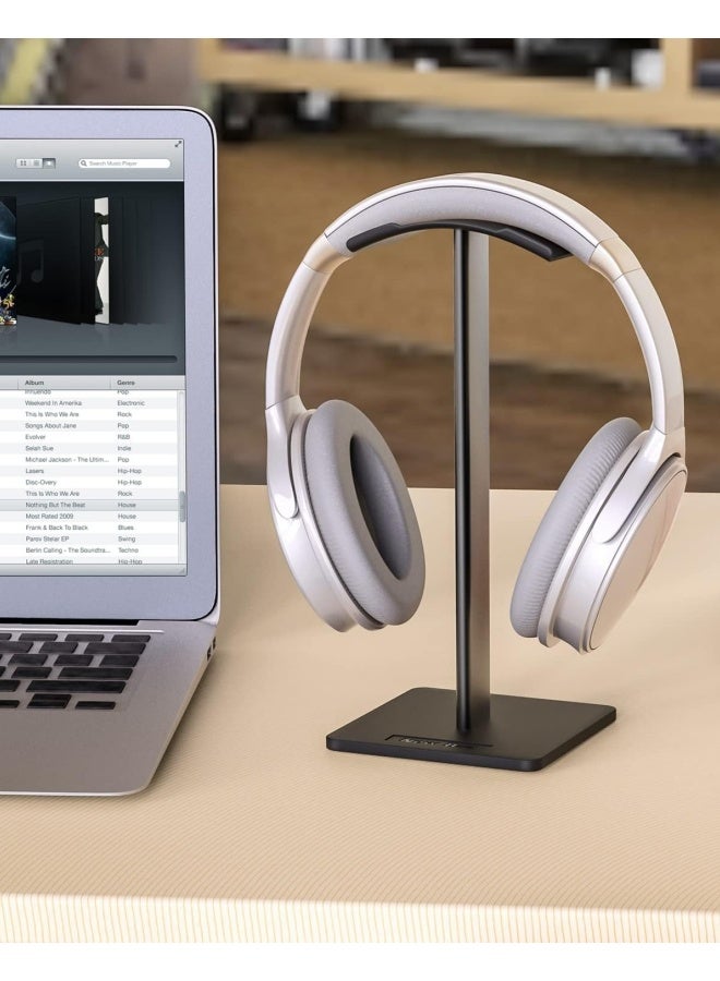 SHABILI Headphone Stand Headset Holder Earphone Stand with Aluminum Supporting Bar Flexible Headrest ABS Solid Base for All Headphones Size (Black) - Image 3