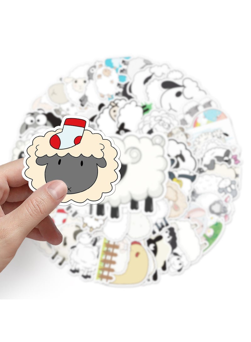 50 Pcs Cute Sheep Stickers for Teens Boys Girls Kids Cartoon Waterproof Vinyl Stickers for Flasks Water Bottles Laptop Luggage Cup Phone Notebook Tablet Car Bike Lovely Animals Decals Pack - Image 4