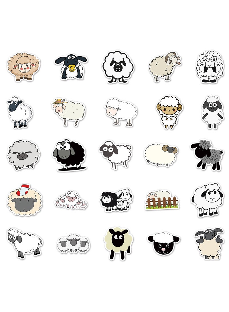 50 Pcs Cute Sheep Stickers for Teens Boys Girls Kids Cartoon Waterproof Vinyl Stickers for Flasks Water Bottles Laptop Luggage Cup Phone Notebook Tablet Car Bike Lovely Animals Decals Pack - Image 3