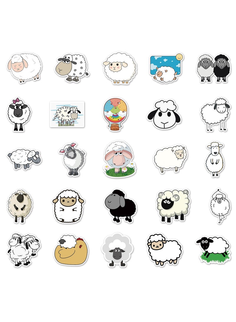 50 Pcs Cute Sheep Stickers for Teens Boys Girls Kids Cartoon Waterproof Vinyl Stickers for Flasks Water Bottles Laptop Luggage Cup Phone Notebook Tablet Car Bike Lovely Animals Decals Pack - Image 2