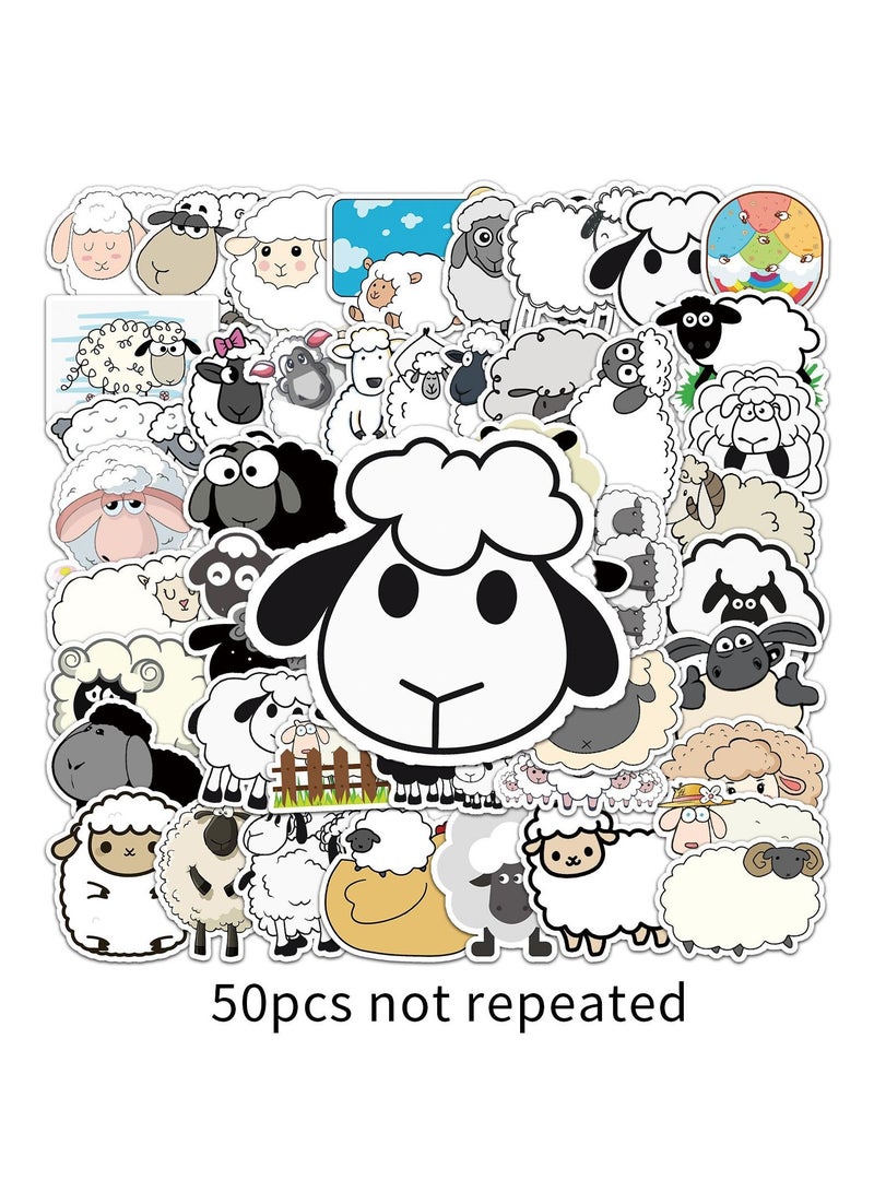 50 Pcs Cute Sheep Stickers for Teens Boys Girls Kids Cartoon Waterproof Vinyl Stickers for Flasks Water Bottles Laptop Luggage Cup Phone Notebook Tablet Car Bike Lovely Animals Decals Pack - Image 5