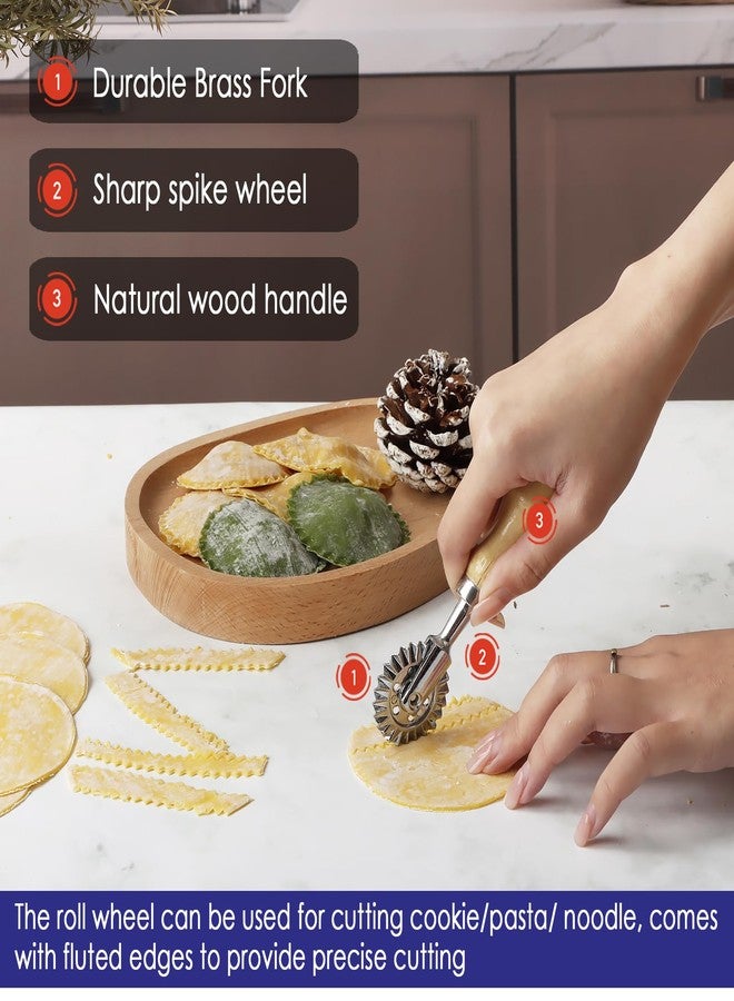KEISSCO Ravioli Stamp Maker Cutter with Roller Wheel Set, Large Size Aluminum Press with Wooden Handle and Fluted Edge, Ravioli Maker Stamp for Ravioli, Pasta, Dumplings Lasagna, Pierogi, Set of 3 - Image 3