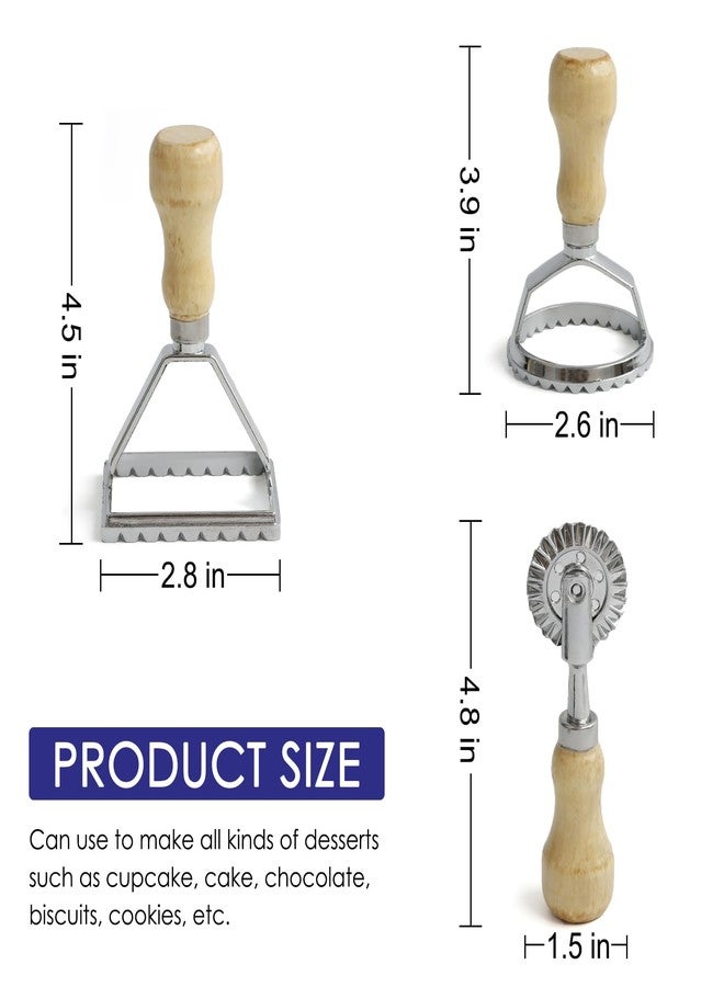 KEISSCO Ravioli Stamp Maker Cutter with Roller Wheel Set, Large Size Aluminum Press with Wooden Handle and Fluted Edge, Ravioli Maker Stamp for Ravioli, Pasta, Dumplings Lasagna, Pierogi, Set of 3 - Image 5