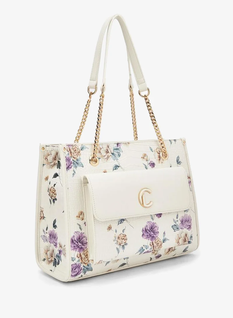 Le Confort Shopper in Patent croco floral print matchback