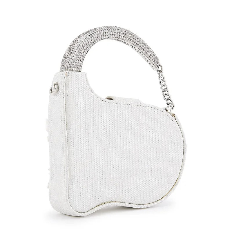 Anaar Anaar Pom Pom Annette Clutch – Multi-Floral Embellished Bridal Satin Handbag