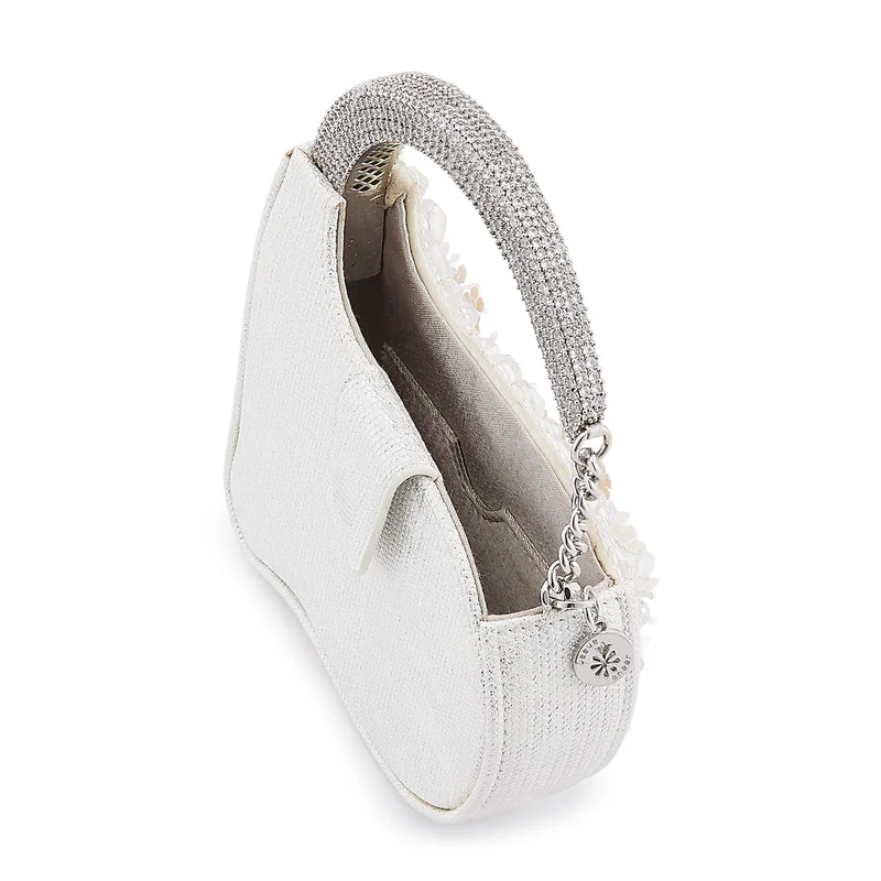 Anaar Anaar Pom Pom Annette Clutch – Multi-Floral Embellished Bridal Satin Handbag