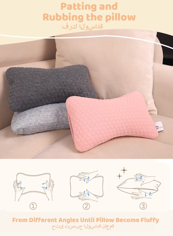 Small Pillows for Sleeping, Neck Pillow & Lumbar Support, Travel Pillow for Airplane, Car, Office & Home - Soft & Washable Mini Pillow for Side Sleepers, Pink-1pc
