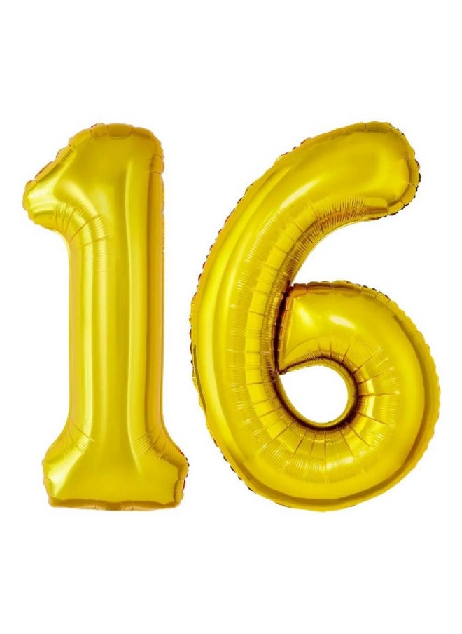 Balloonistics - Balloonistics Solid 16 Number Foil Balloon 17 Inch Balloon (Gold, Pack of 2) - Image 1
