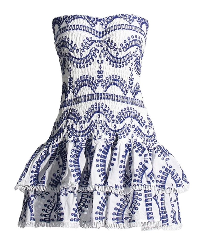 RICHTRUE Vintage Dress for Women Y2k Strapless Tube Dress for Women Going Out Dresses (Navy Floral,Small) - Image 1