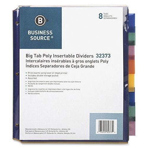 Business Source Double Pocket Index Dividers (32373), Multicolor (BSN32373) - Image 2