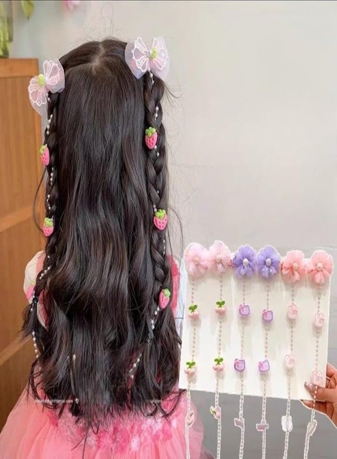 QUILBOOL Hair Clip, Fabric Butterfly Hairpin with Cartoon Detachable white Pearl Tassel, Cute Butterfly Metal Side Clip for Women Teens Girls Hair Accessories (2 pc, Multi Color) - Image 2