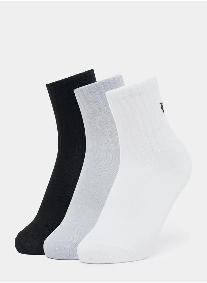 Styli Set of 3 - Assorted Ribbed Crew Socks