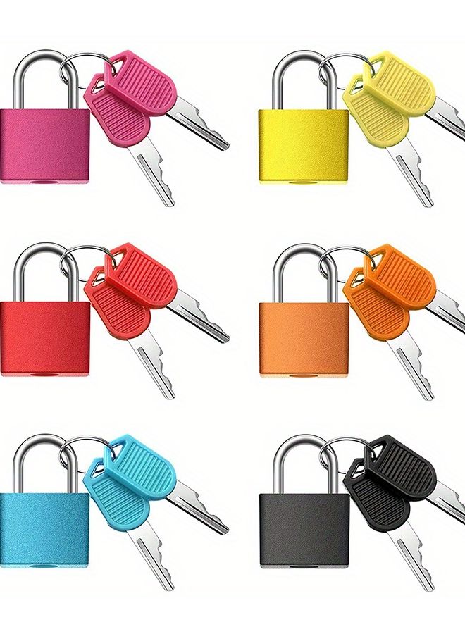 6 Piece Assorted Color Metal Suitcase Locks With Keys For Travel School Gym - Image 1