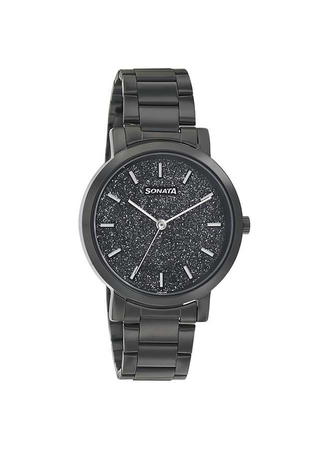 Sonata Round Shape Stainless Steel Analog Wrist Watch 8164NM01 - 36 mm - Black - Image 5