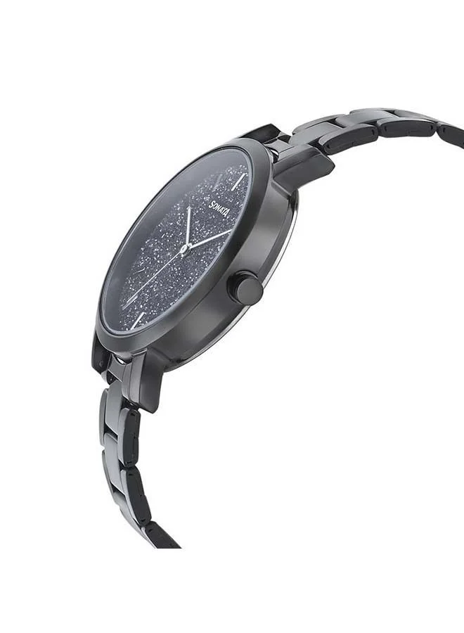 سوناتا ساعة يد تناظرية دائرية من الفولاذ المقاوم للصدأ  -  مم - أسود