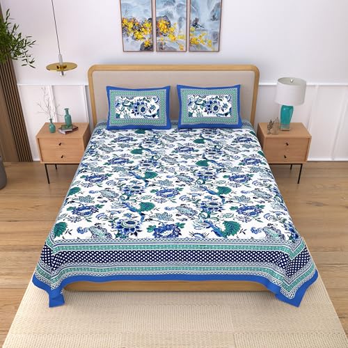 EasyGoods® 100% Pure Cotton Jaipuri Bedsheet with Pillow Covers | Soft & Breathable Fabric | Traditional Floral Print | Cotton Bedsheet (Multicolor, Single) - Image 2