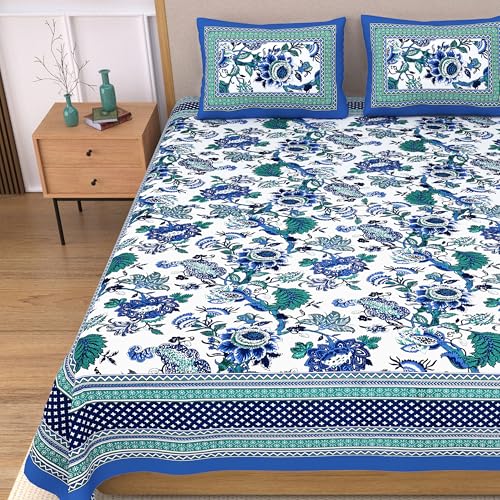 EasyGoods® 100% Pure Cotton Jaipuri Bedsheet with Pillow Covers | Soft & Breathable Fabric | Traditional Floral Print | Cotton Bedsheet (Multicolor, Single) - Image 1