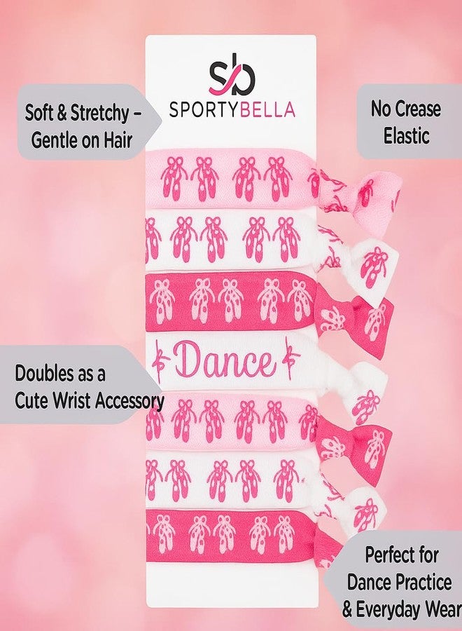 Infinity Collection SportyBella Ballet Hair Ties - 7-Pack No-Crease Hair Elastics with Ballerina Print and Heart Charm - Dance Accessories and Gifts for Girls, Teams Favors, or Recitals - Image 2