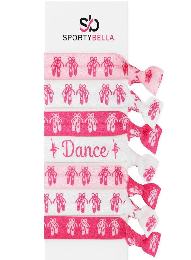 Infinity Collection SportyBella Ballet Hair Ties - 7-Pack No-Crease Hair Elastics with Ballerina Print and Heart Charm - Dance Accessories and Gifts for Girls, Teams Favors, or Recitals - Image 1